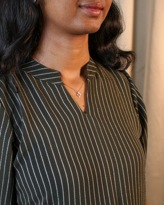 Olive Green Midnight Striped CO-ORD Set