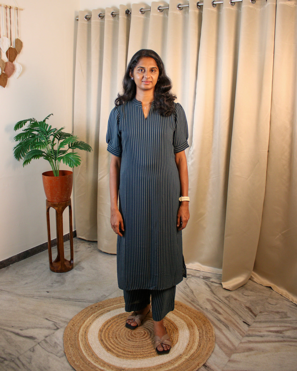 Teal Green Midnight Striped CO-ORD Set