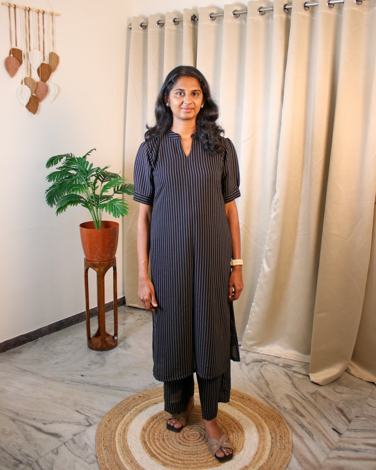 Black Midnight Striped CO-ORD Set