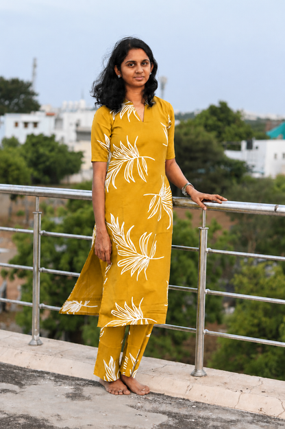 Mustard Leaf and Bloom CO-ORD Set